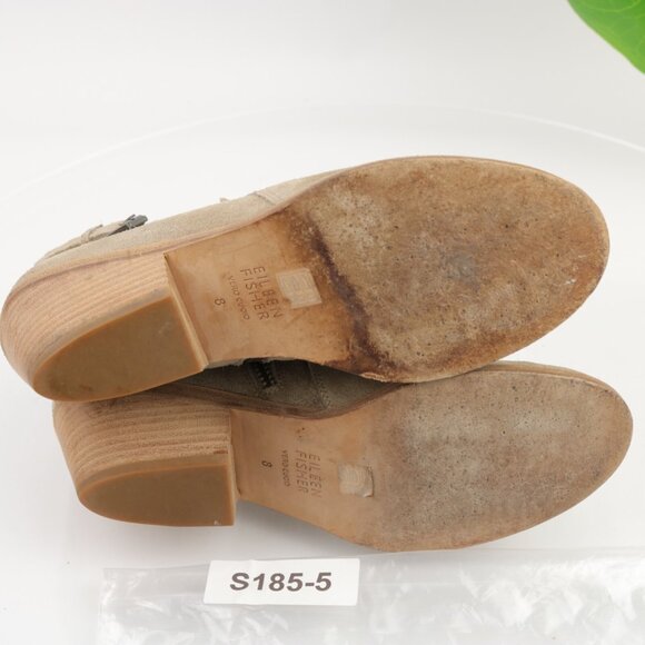 Eileen Fisher Womens Rein Boots Size 8 Tan Suede Low Block Heel Comfy Booties - Picture 7 of 11